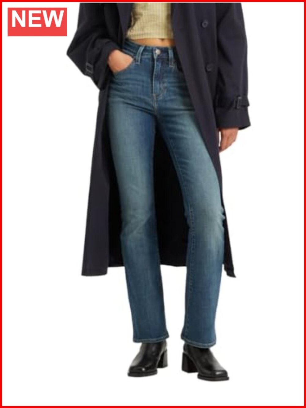 High Rise Bootcut Jeans Slim Fit Casual Stretch Denim